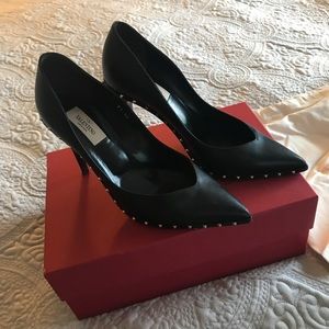 Valentino black side studded heels